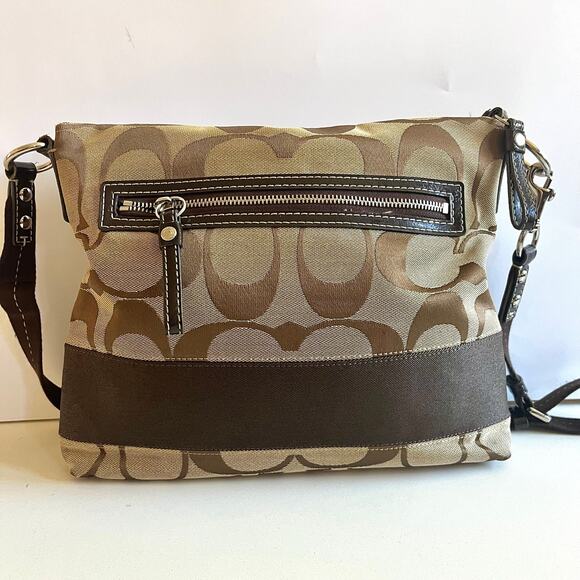 COACH Signature Crossbody, Brown Logo Print - Picture 6 of 16